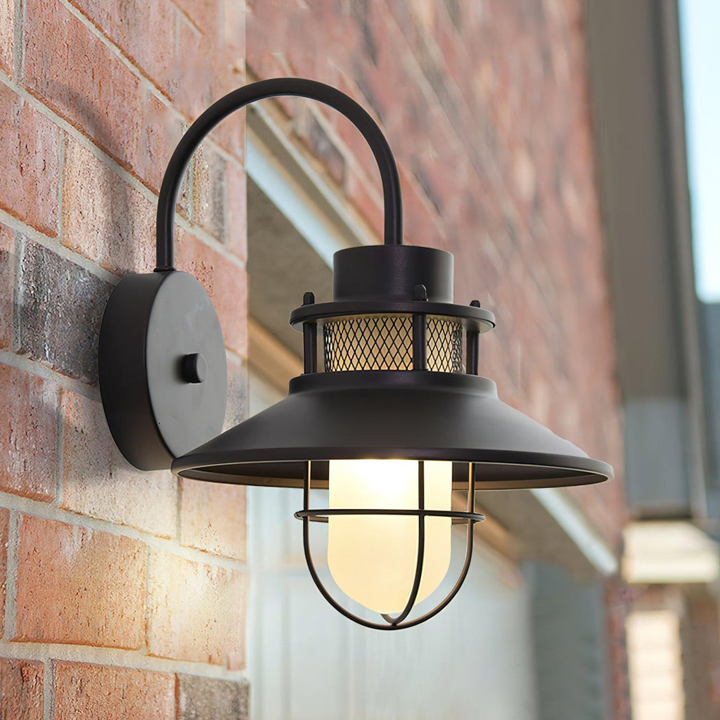 Lanterne murale industrielle Felix - luminaire à cage en acier étanche, 32×25×29cm