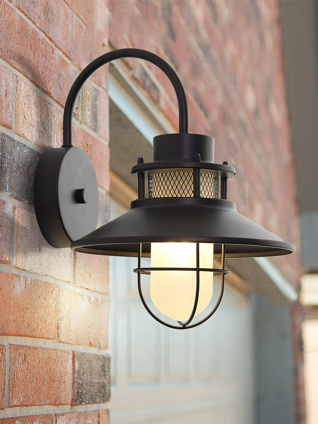 Lanterne murale industrielle Felix - luminaire à cage en acier étanche, 32×25×29cm
