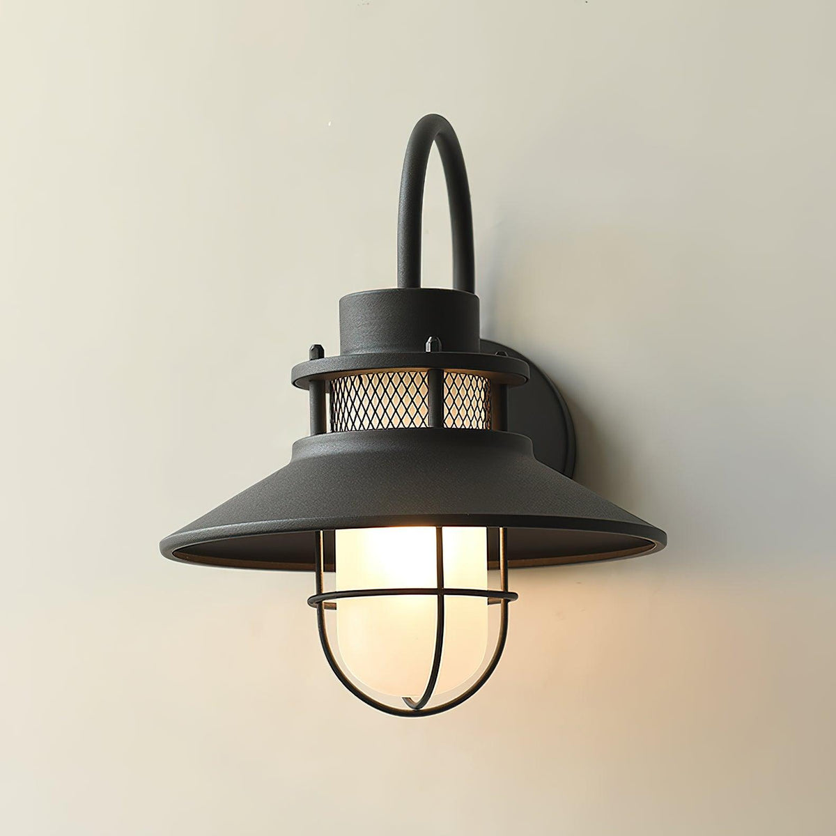 Lanterne murale industrielle Felix - luminaire à cage en acier étanche, 32×25×29cm