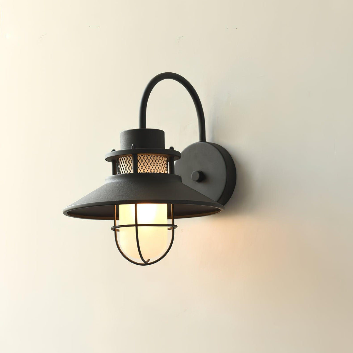 Lanterne murale industrielle Felix - luminaire à cage en acier étanche, 32×25×29cm
