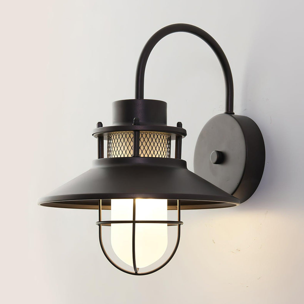 Lanterne murale industrielle Felix - luminaire à cage en acier étanche, 32×25×29cm