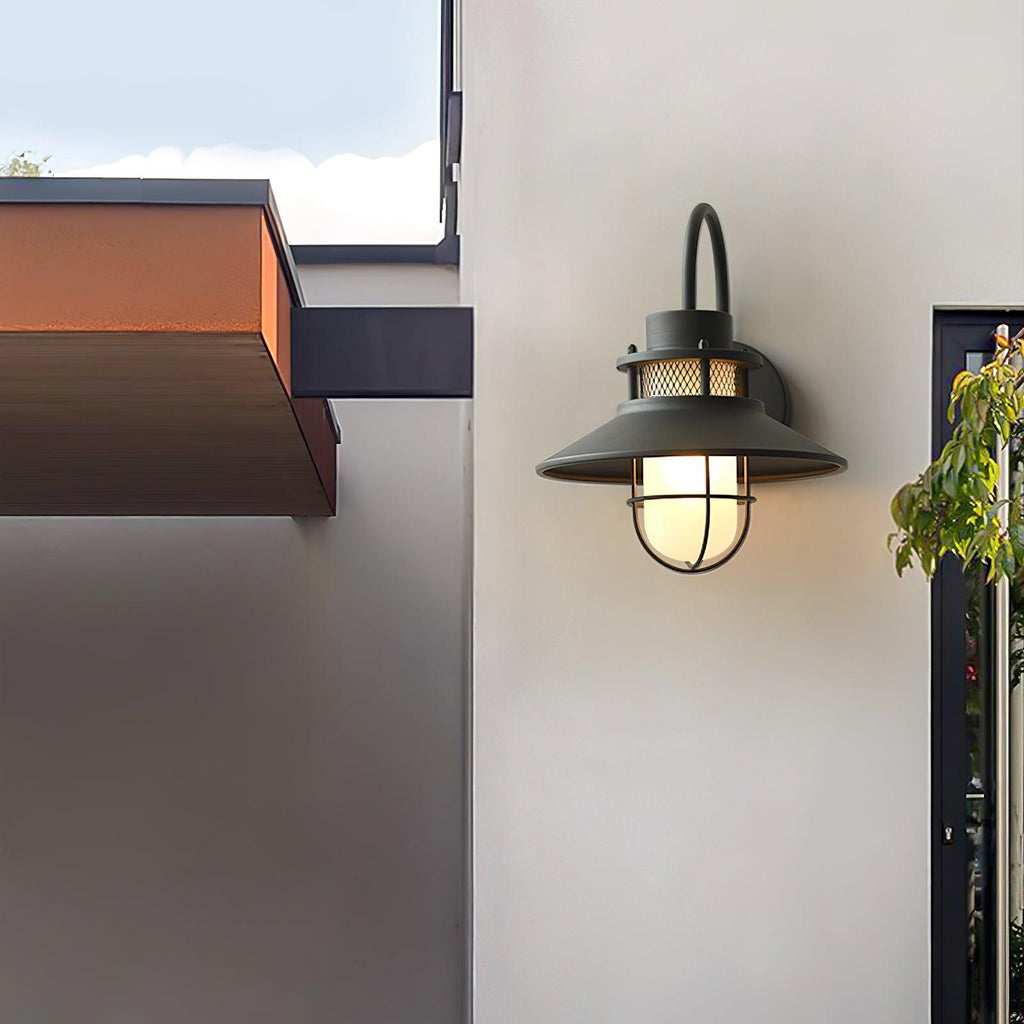 Lanterne murale industrielle Felix - luminaire à cage en acier étanche, 32×25×29cm