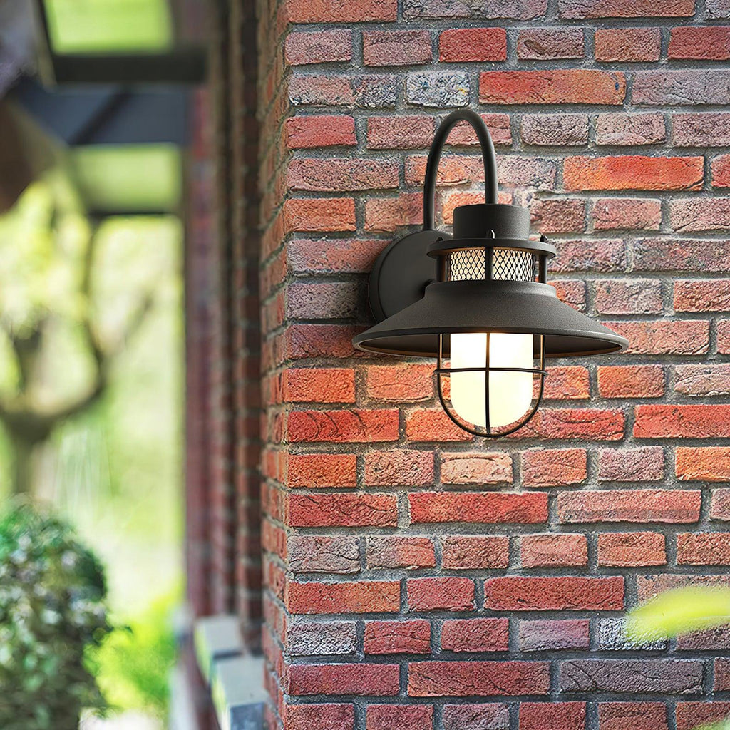 Lanterne murale industrielle Felix - luminaire à cage en acier étanche, 32×25×29cm