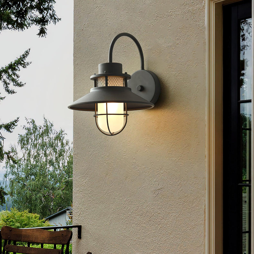 Lanterne murale industrielle Felix - luminaire à cage en acier étanche, 32×25×29cm