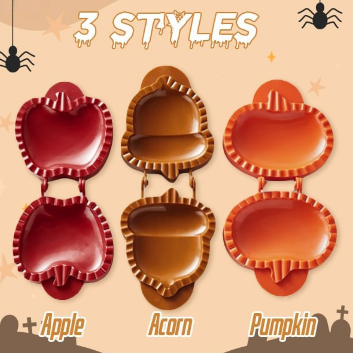 Kompakte handgehaltene Kuchenpresse – gruselige Halloween-Formen zum Gestalten von Kuchen