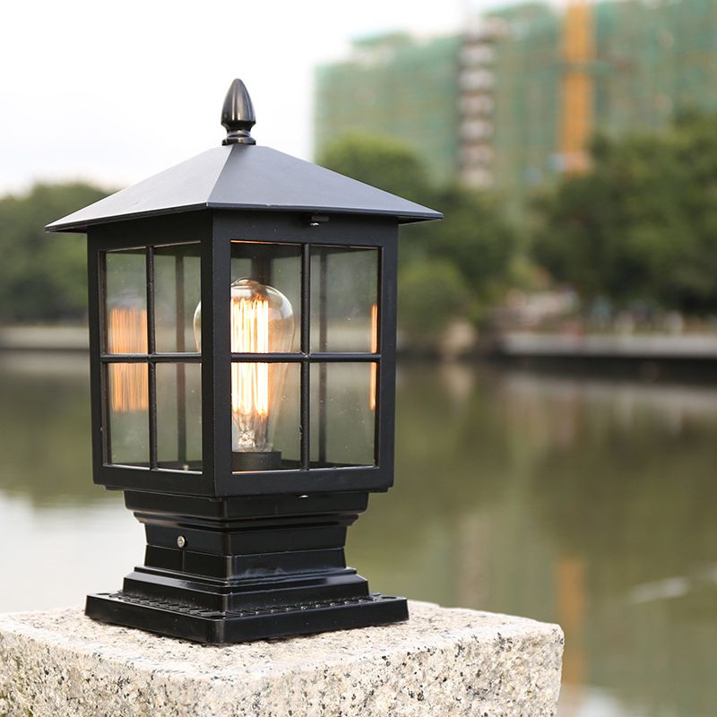 Garden Lantern Outdoor Light In Metal And Glass IP65 Black And Bronze