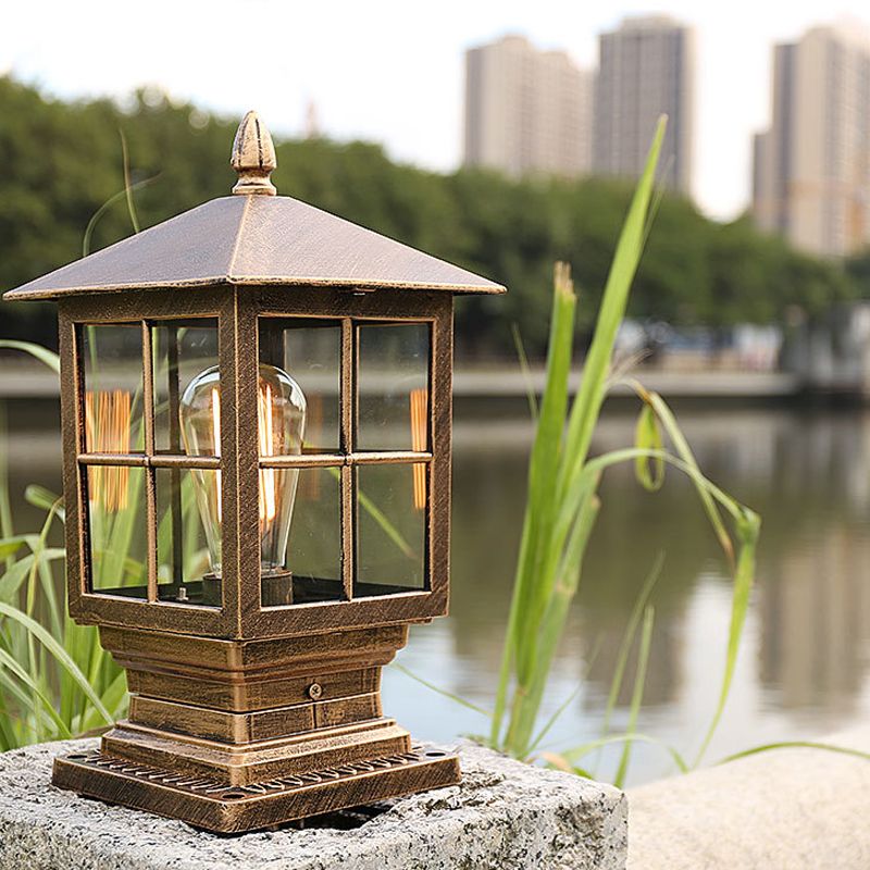 Garden Lantern Outdoor Light In Metal And Glass IP65 Black And Bronze