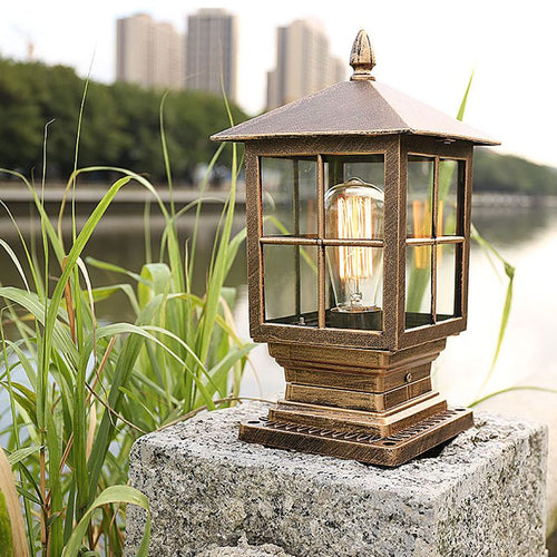 Garden Lantern Outdoor Light In Metal And Glass IP65 Black And Bronze