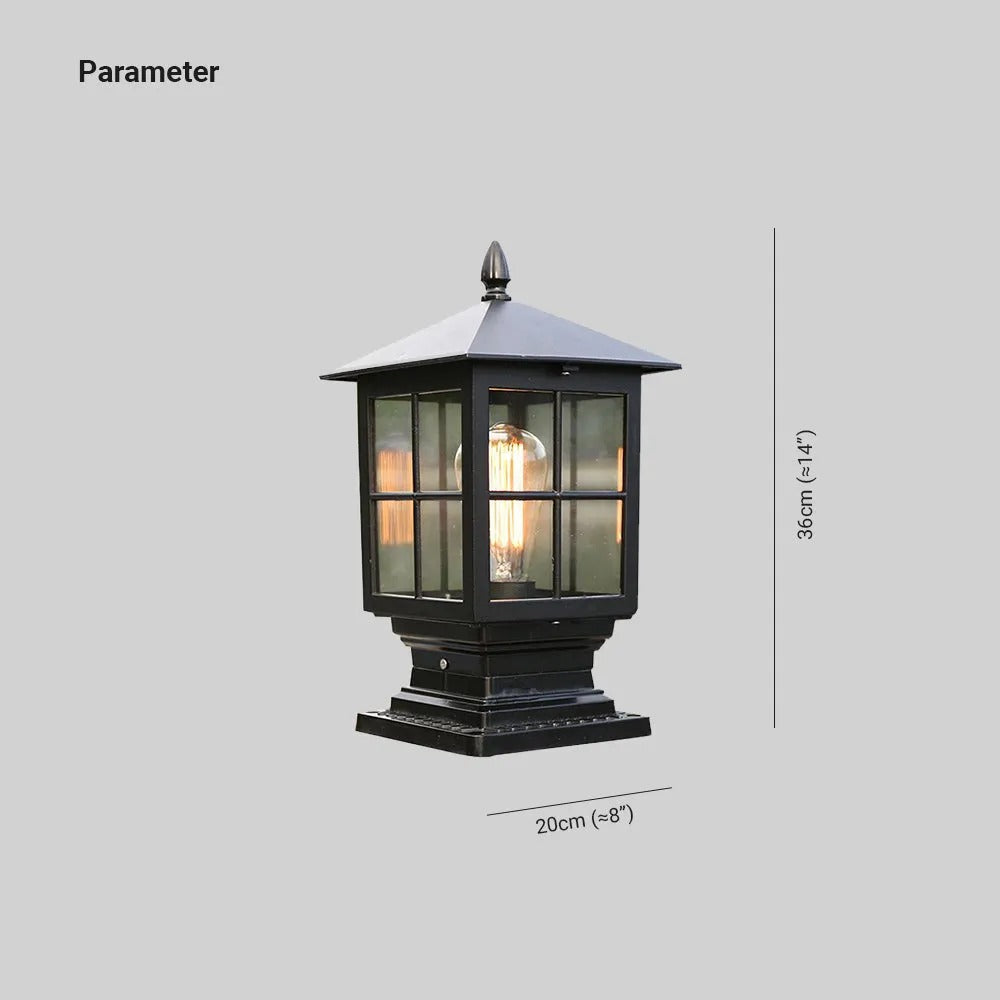 Garden Lantern Outdoor Light In Metal And Glass IP65 Black And Bronze