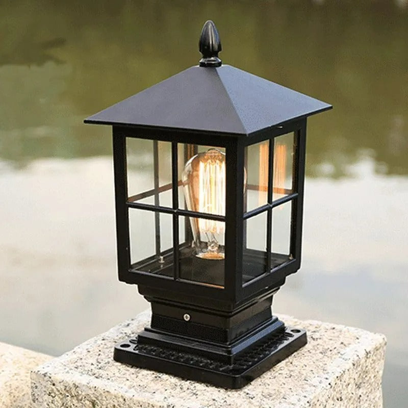 Garden Lantern Outdoor Light In Metal And Glass IP65 Black And Bronze
