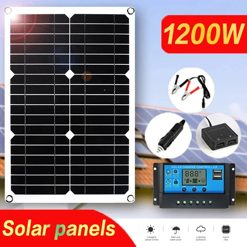 1200 W:n joustava monokiteinen aurinkopaneeli, kaksi USB-porttia