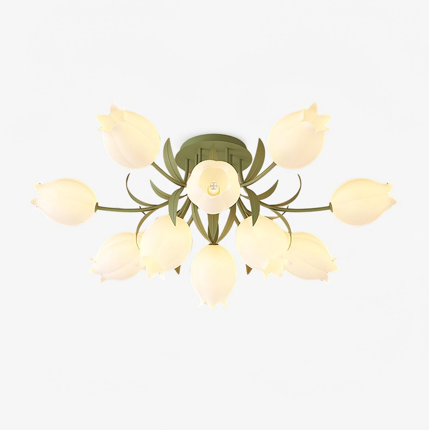 Luminária de Teto Floral com Iluminação Interior Ajustável em Metal e Acrílico