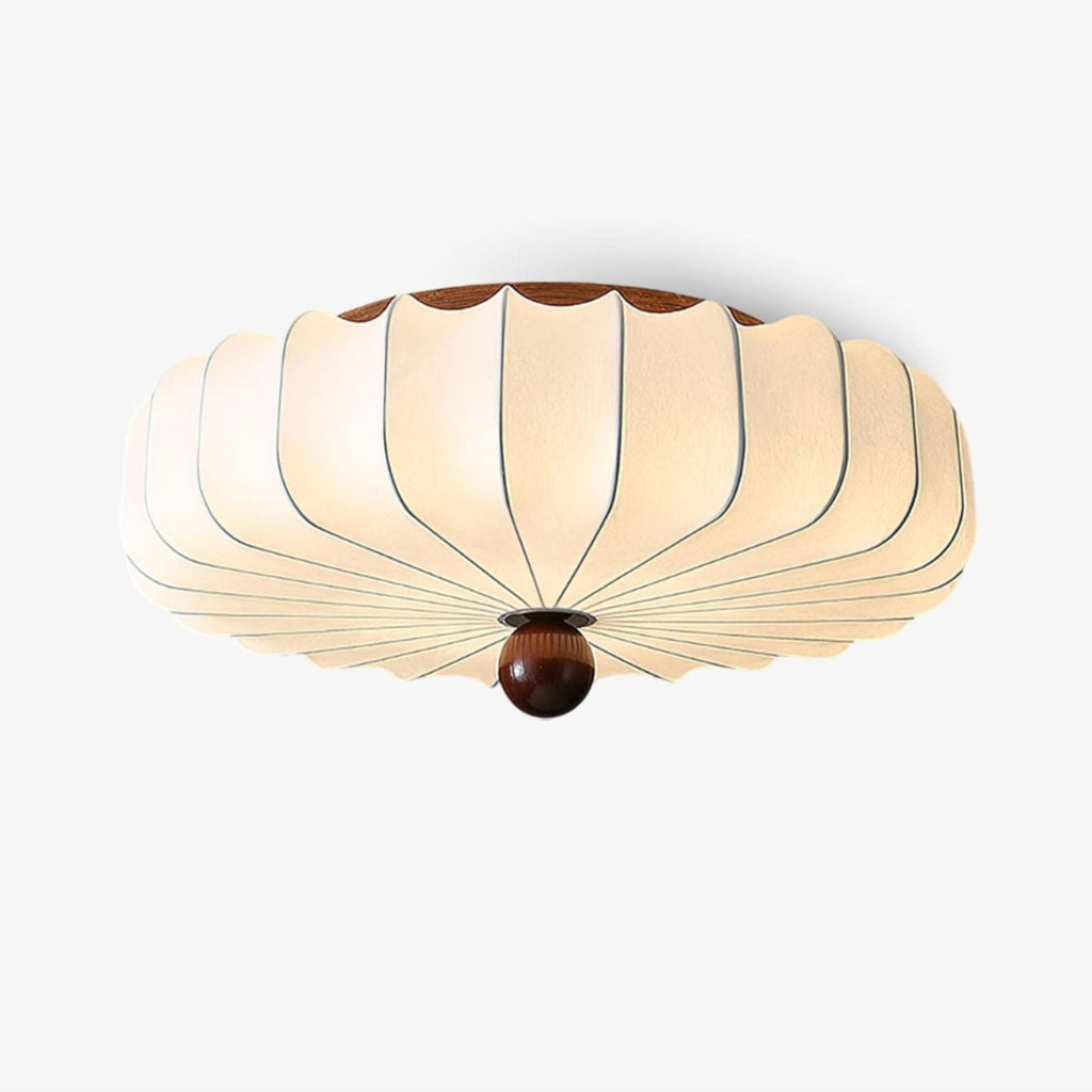 Elegant Wood Accent Ceiling Light With Floral Motif And Integrated LED