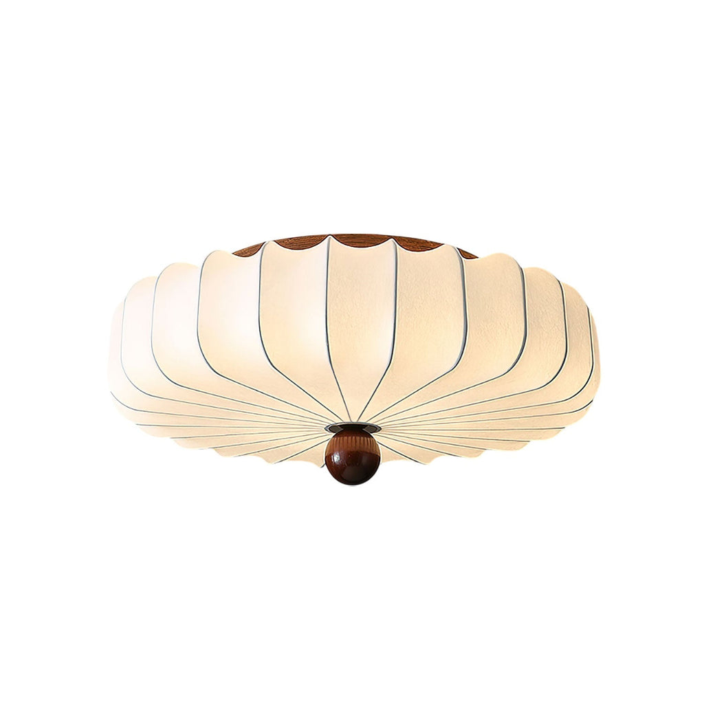 Elegant Wood Accent Ceiling Light With Floral Motif And Integrated LED
