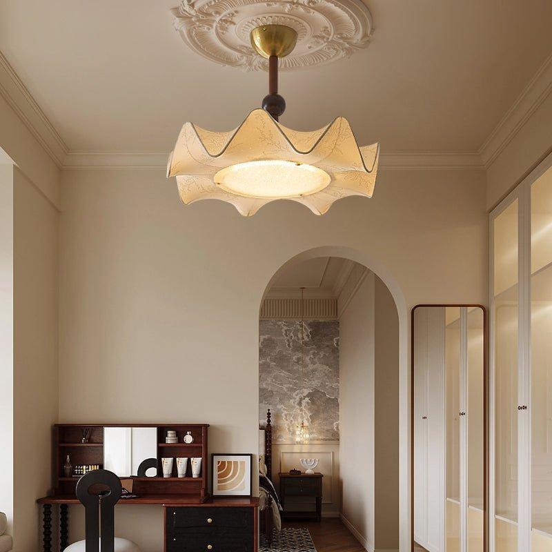 Florale Deckenleuchte mit Holz und Metall Integriertes Dimmbares LED  