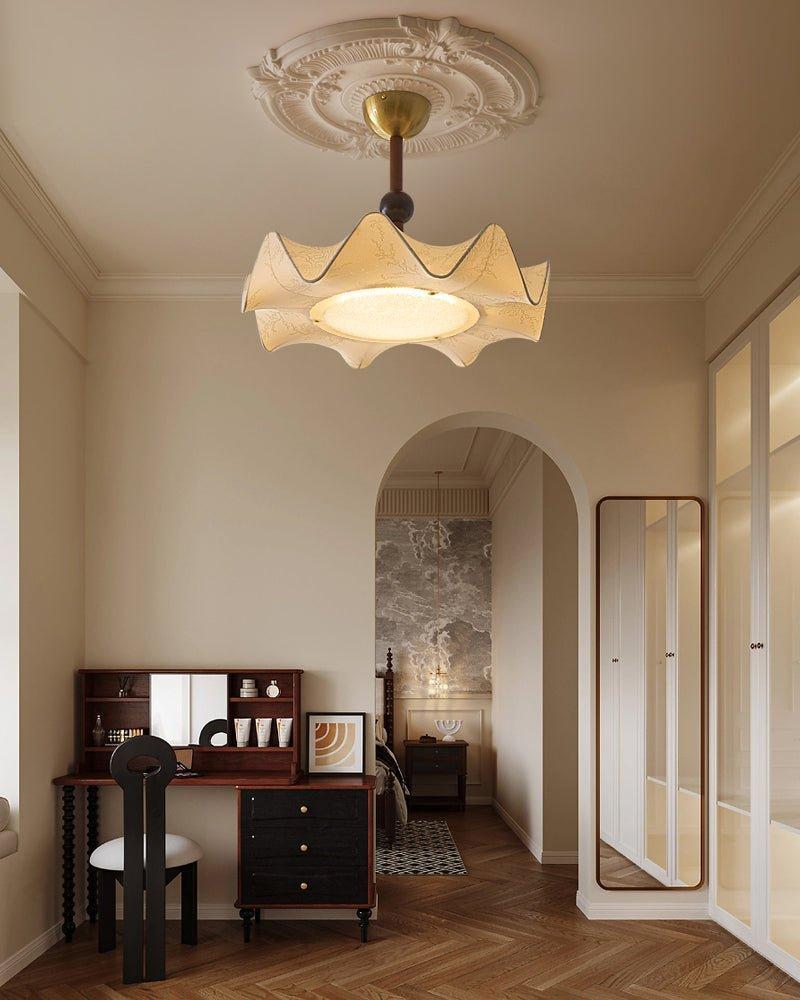 Florale Deckenleuchte mit Holz und Metall Integriertes Dimmbares LED  