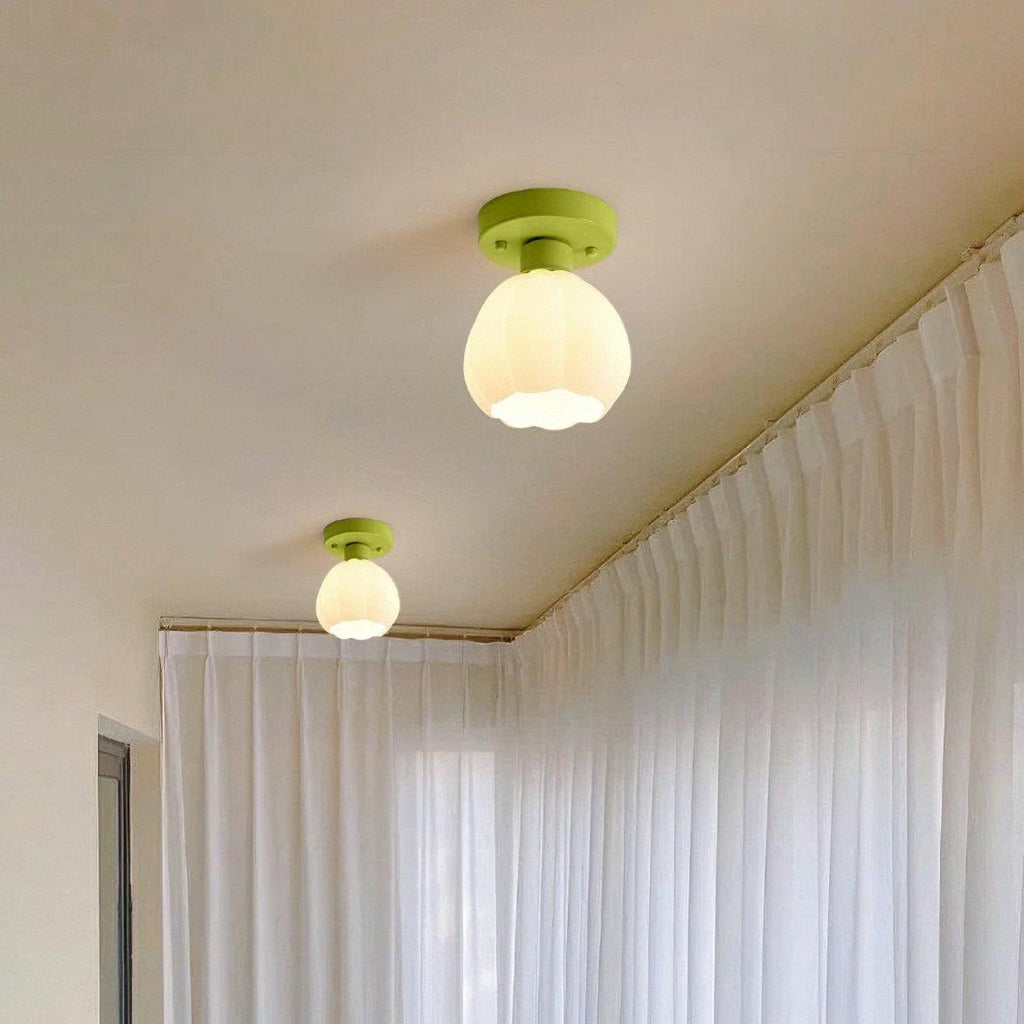 Floral Glass Pendant Light With Metal Base For Elegant Indoor Spaces