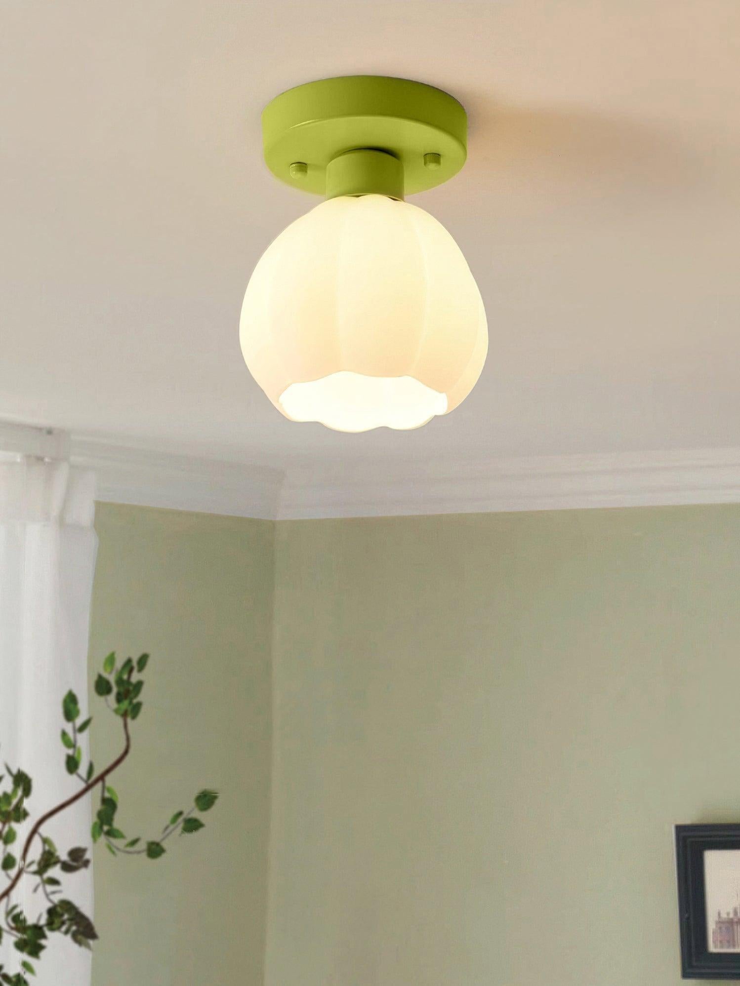 Floral Glass Pendant Light With Metal Base For Elegant Indoor Spaces
