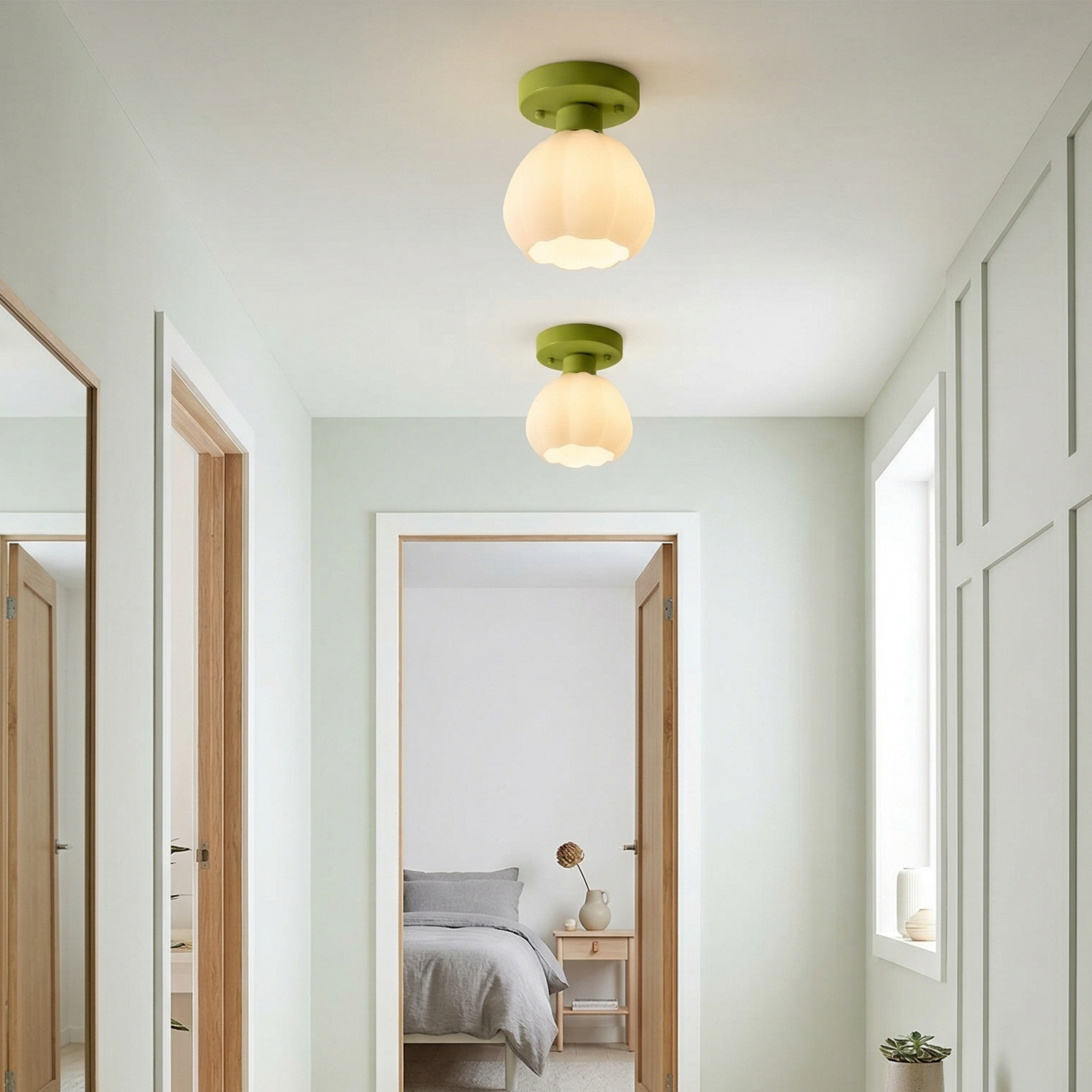 Floral Glass Pendant Light With Metal Base For Elegant Indoor Spaces