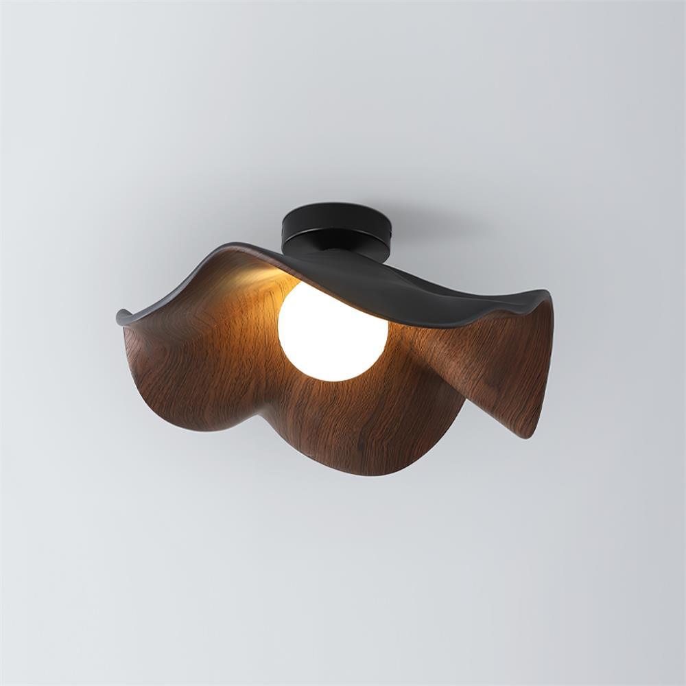 Casia Wood Grain Flush Mount Ceiling Light LED Compatible For Modern And Classic Decor