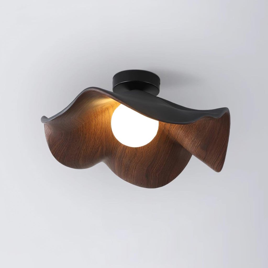 Casia Wood Grain Flush Mount Ceiling Light LED Compatible For Modern And Classic Decor