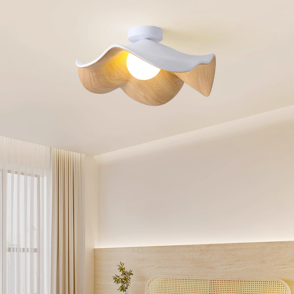 Casia Wood Grain Flush Mount Ceiling Light LED Compatible For Modern And Classic Decor