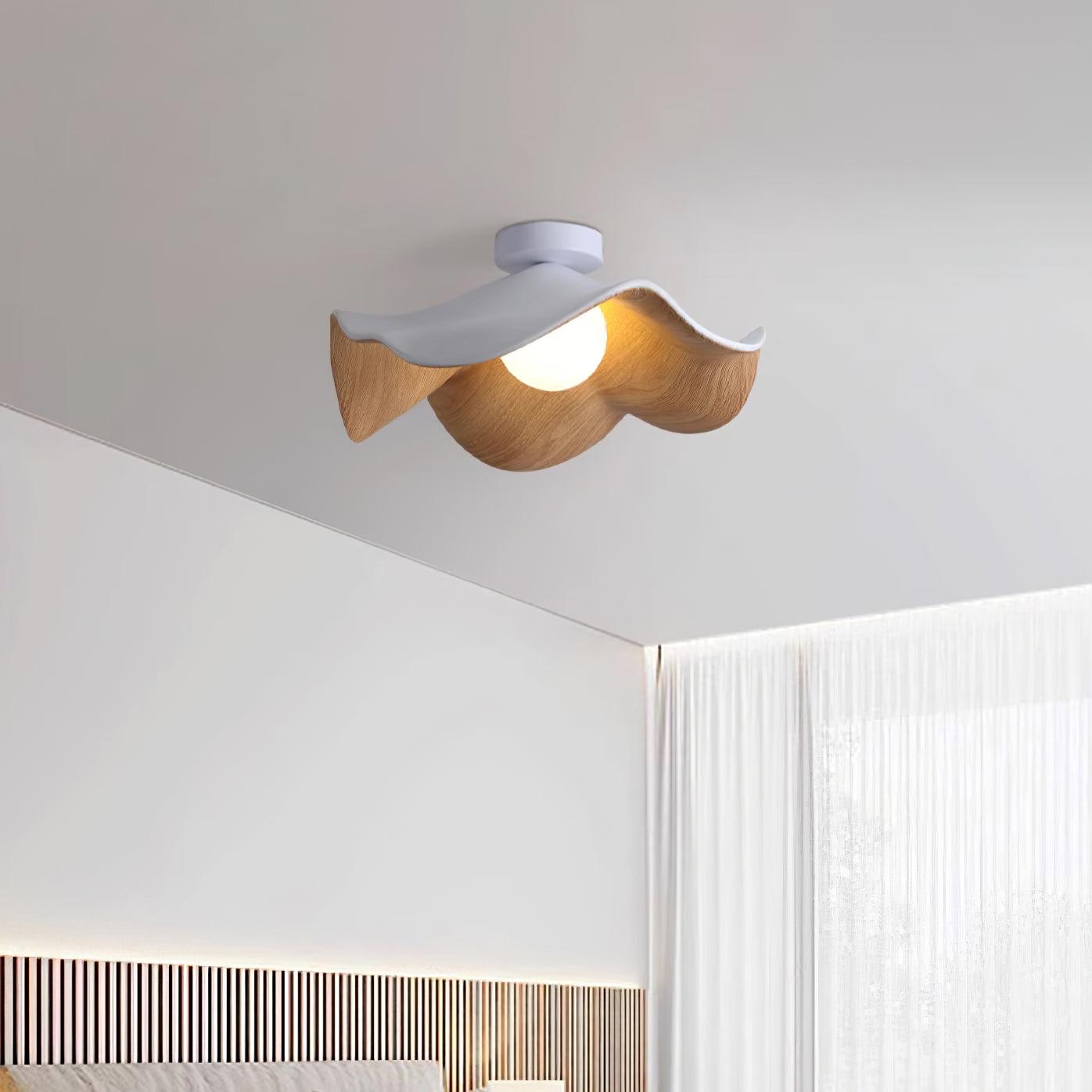 Casia Wood Grain Flush Mount Ceiling Light LED Compatible For Modern And Classic Decor