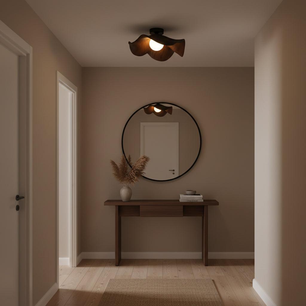 Casia Wood Grain Flush Mount Ceiling Light LED Compatible For Modern And Classic Decor