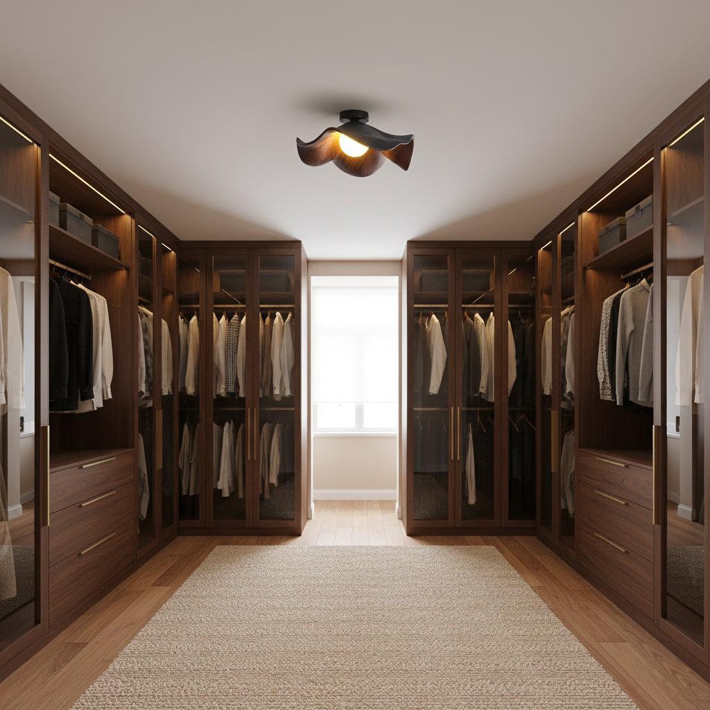 Casia Wood Grain Flush Mount Ceiling Light LED Compatible For Modern And Classic Decor