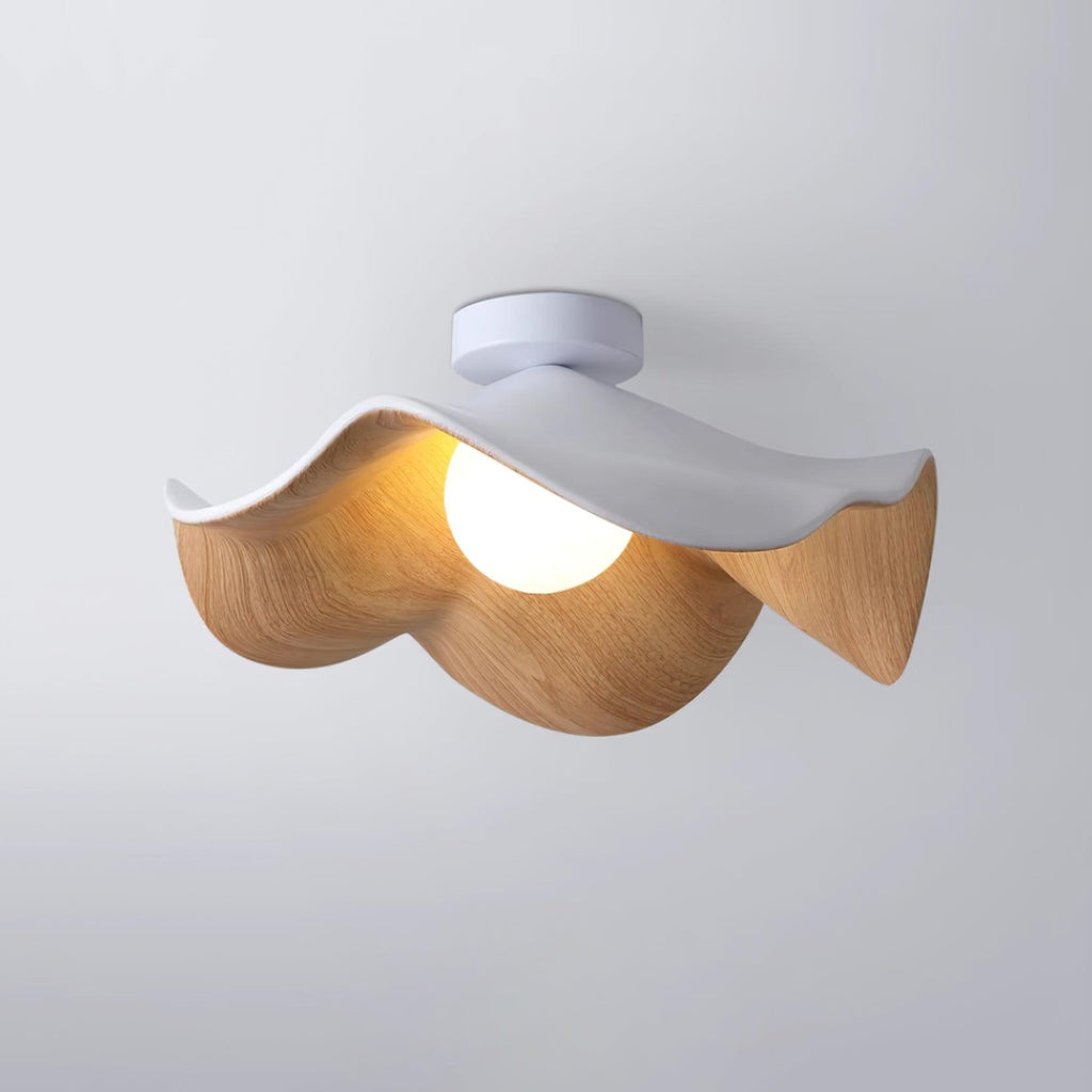 Casia Wood Grain Flush Mount Ceiling Light LED Compatible For Modern And Classic Decor