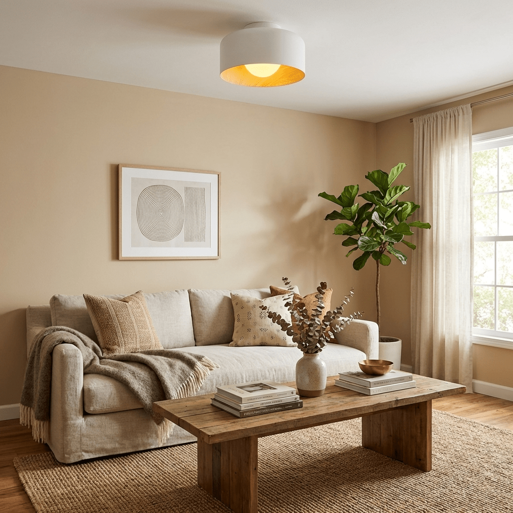 Scandinavian Wood Grain Ceiling Fixture With Flush Mount Hallway And Bedroom
