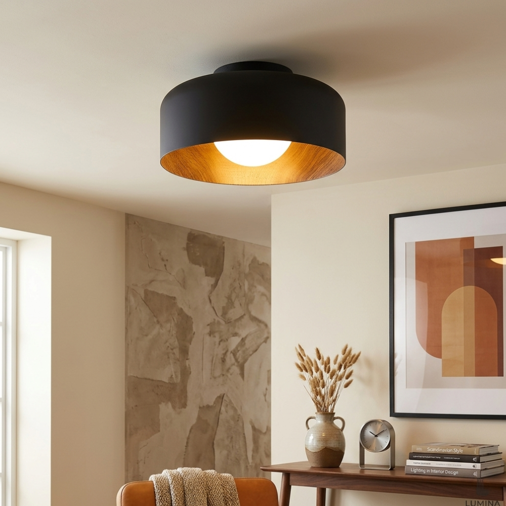 Scandinavian Wood Grain Ceiling Fixture With Flush Mount Hallway And Bedroom