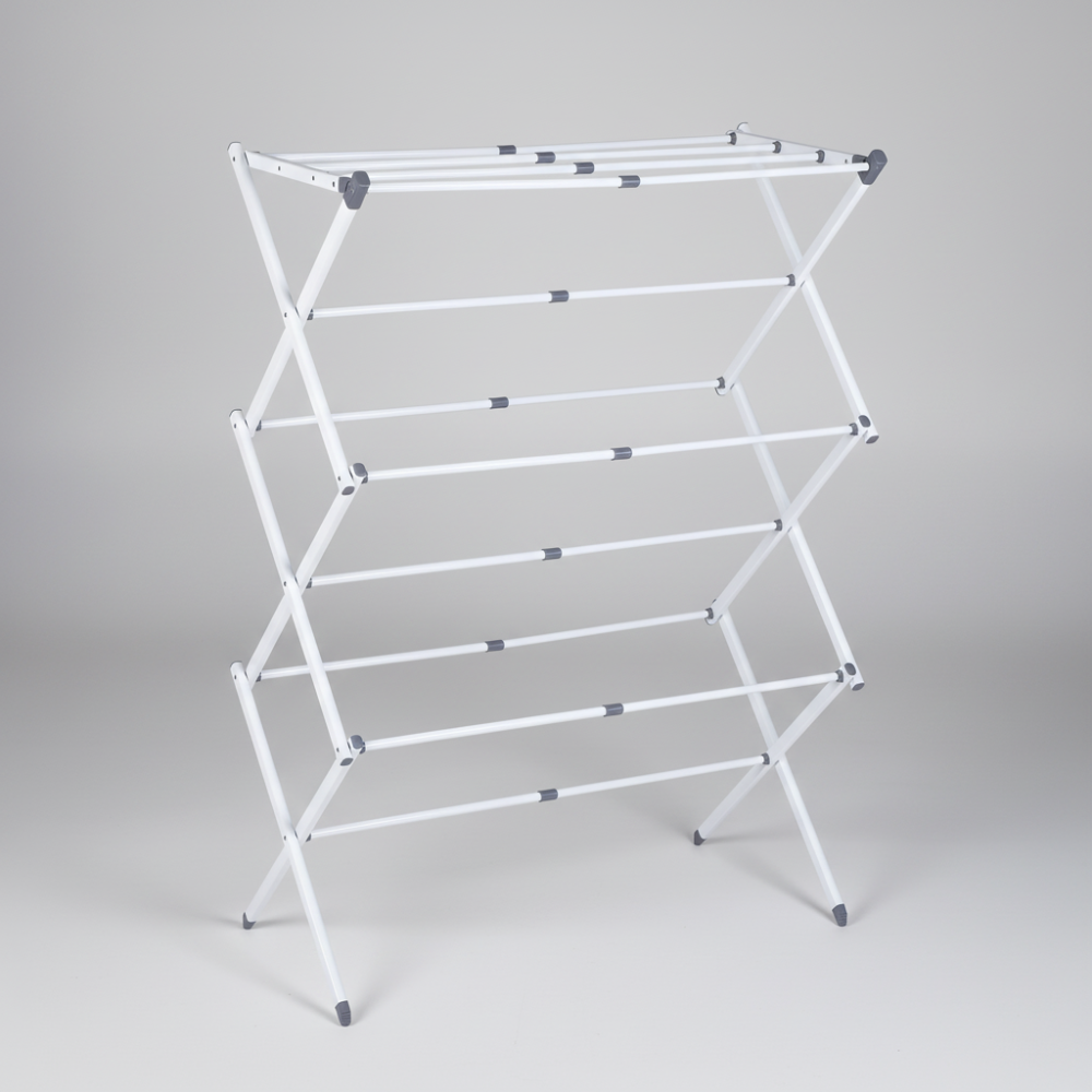 Chrome-Coated Steel Laundry Drying Rack — Foldable Accordion Frame