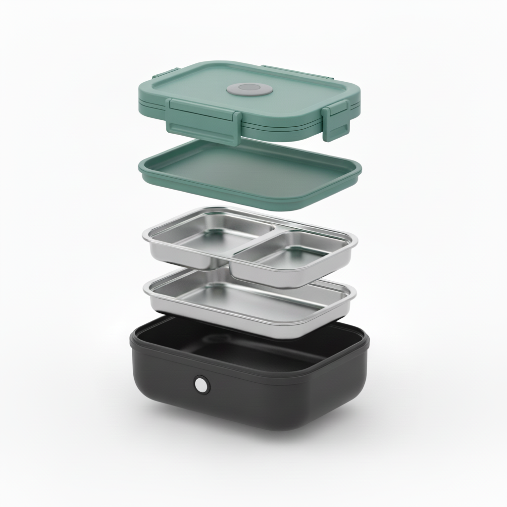 Boîte à lunch électrique portable chauffante, récipient alimentaire en acier inoxydable | Meowbutter