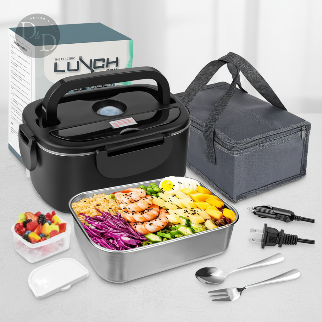 Boîte à lunch électrique portable chauffante, récipient alimentaire en acier inoxydable | Meowbutter