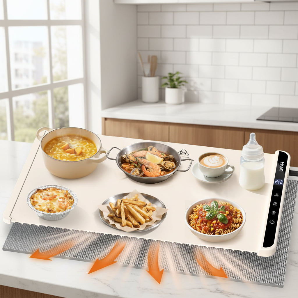 Tapete eléctrico calentador de alimentos para mesa — Control preciso de la temperatura, superficie resistente al calor