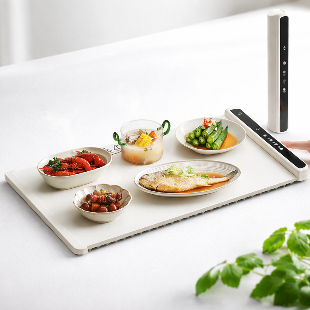 Tapete eléctrico calentador de alimentos para mesa — Control preciso de la temperatura, superficie resistente al calor