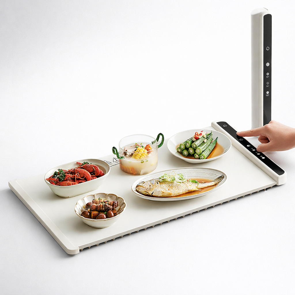 Tapete eléctrico calentador de alimentos para mesa — Control preciso de la temperatura, superficie resistente al calor