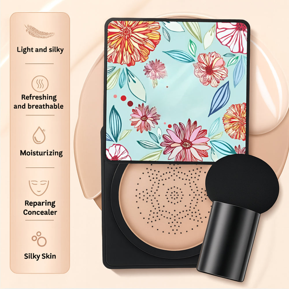 Fond de teint compact cushion, couvrance naturelle, applicateur pour le visage | Meowbutter