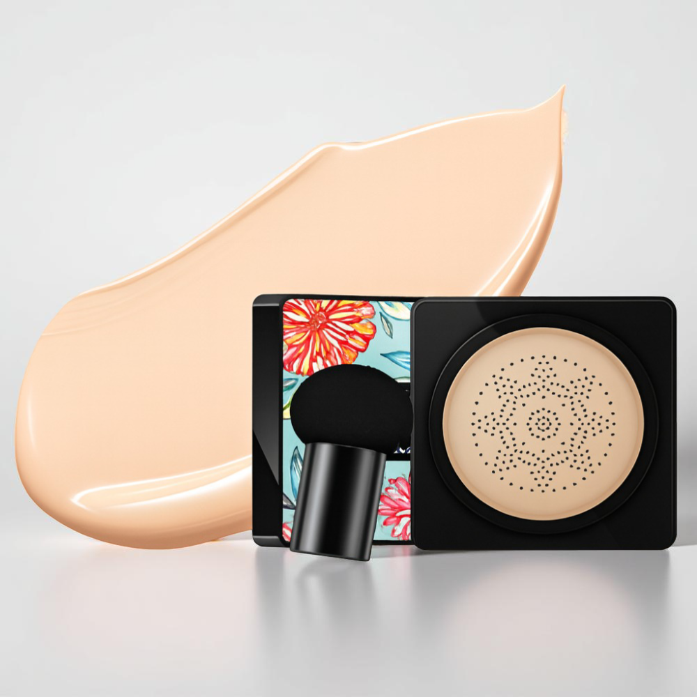 Fond de teint compact cushion, couvrance naturelle, applicateur pour le visage | Meowbutter