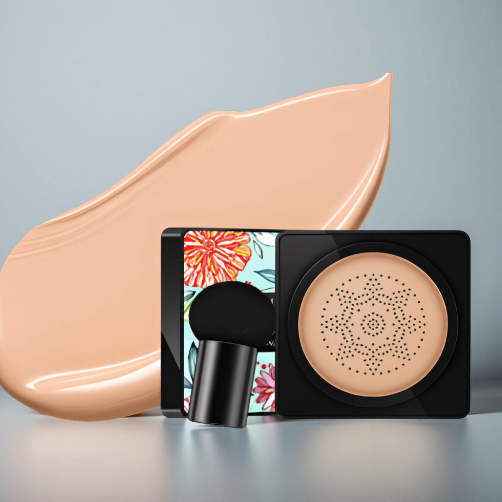 Fond de teint compact cushion, couvrance naturelle, applicateur pour le visage | Meowbutter