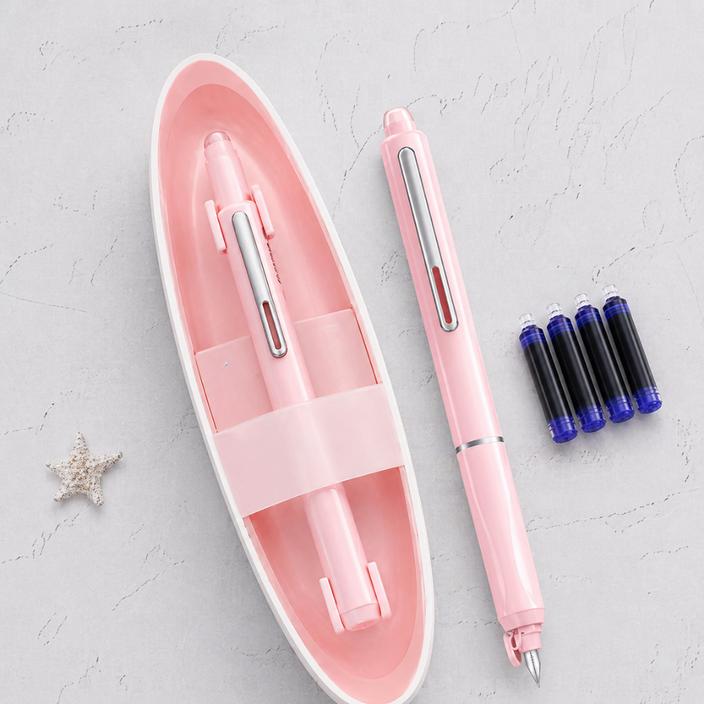 Fountain Pen Retractable Stainless Steel Refillable Writing Pen | Meowbutter
