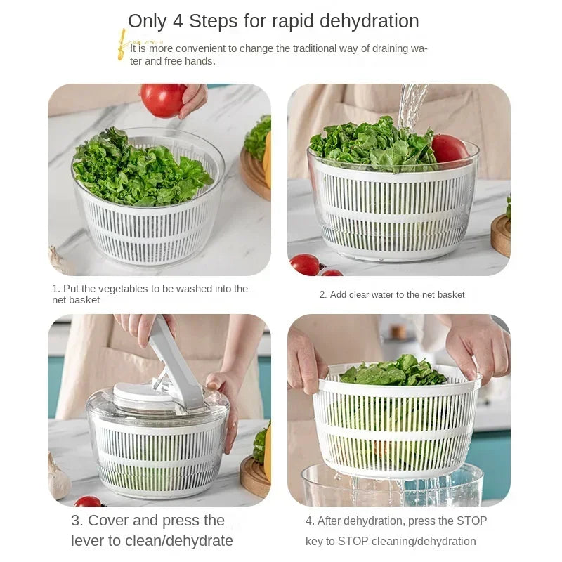 3-Literal Spin Salad Dryer — Leafy Greens Vegetable Spinner