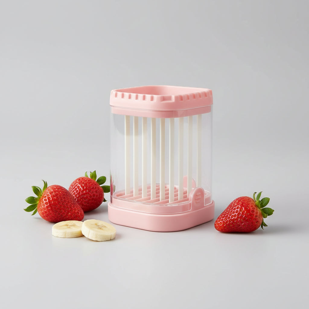 Kráječ jahod Fruit Slicer s 8 čepelemi, snadné použití, na ovocné saláty | Meowbutter