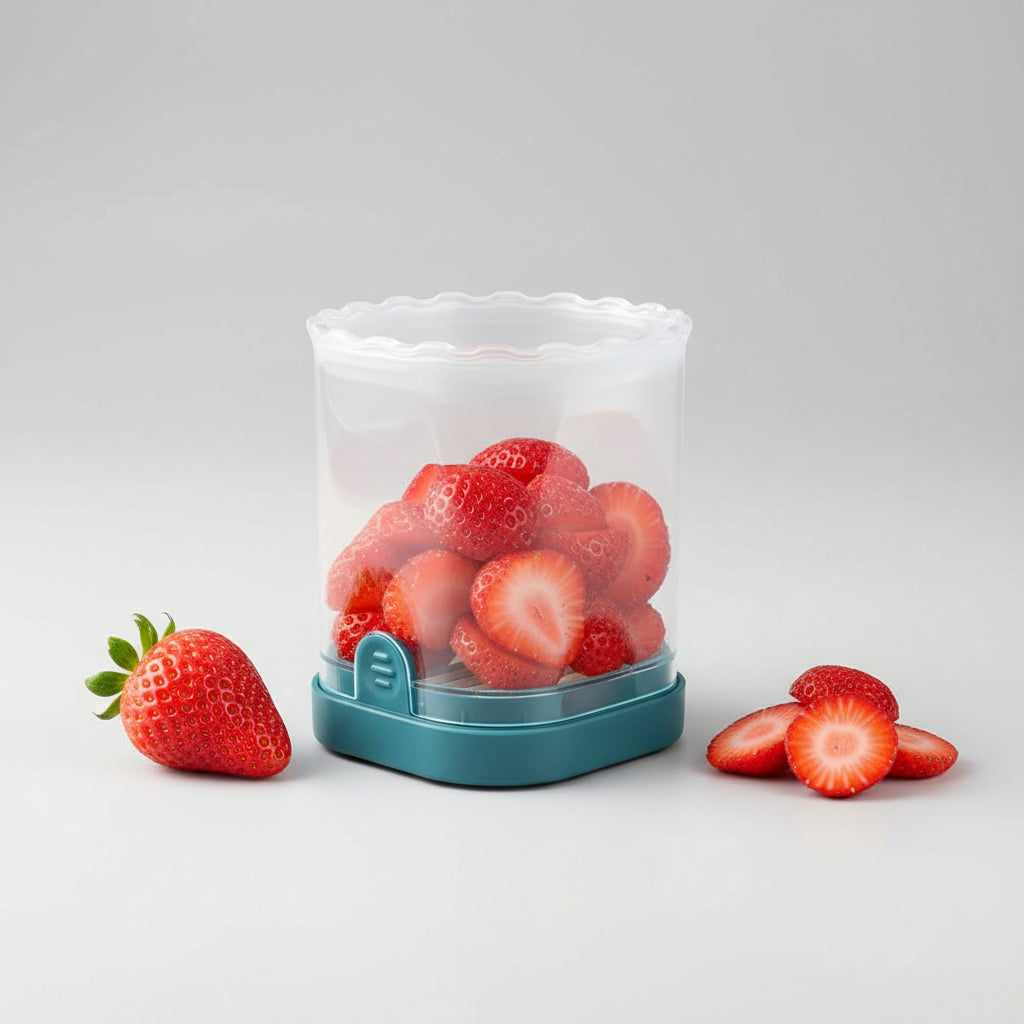 Kráječ jahod Fruit Slicer s 8 čepelemi, snadné použití, na ovocné saláty | Meowbutter