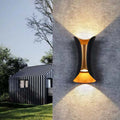 Outdoor Wall Light In Metal With Curved LED Design, Up And Down Lighting, Terrace Garden