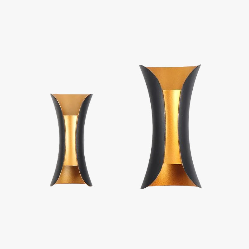 Outdoor Wall Light In Metal With Curved LED Design, Up And Down Lighting, Terrace Garden