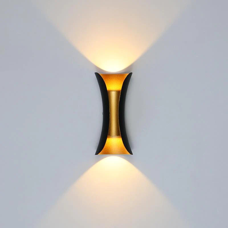 Outdoor Wall Light In Metal With Curved LED Design, Up And Down Lighting, Terrace Garden