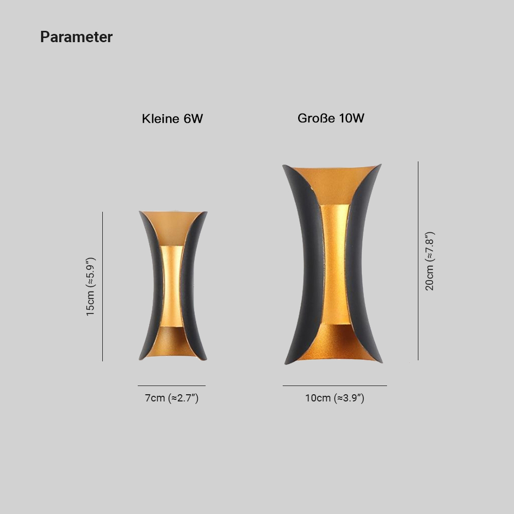 Outdoor Wall Light In Metal With Curved LED Design, Up And Down Lighting, Terrace Garden