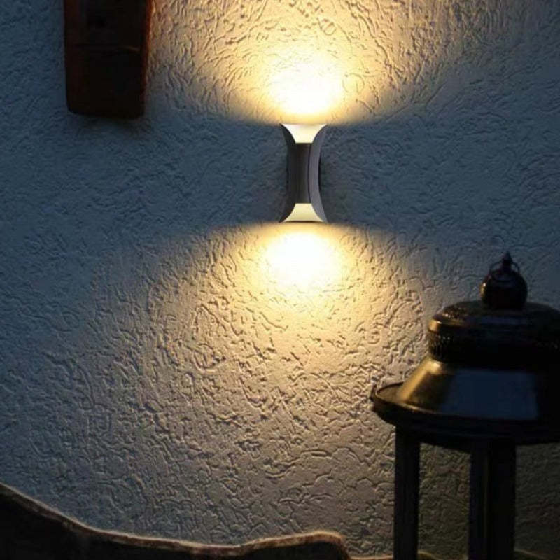 Outdoor Wall Light In Metal With Curved LED Design, Up And Down Lighting, Terrace Garden